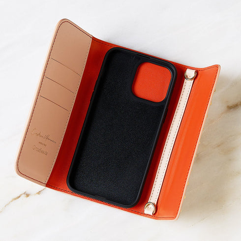 Cristian Marcucci×GinzaBeaute クリスチャン マルクッチ コラボ ギンザボーテ スマートフォンケース ウォレットケース ショルダーバッグ メンズ レディース 男女兼用 レザー 本革 ピンク スタッズ