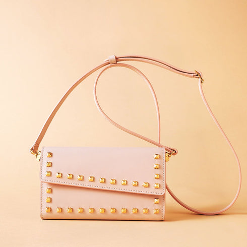 Cristian Marcucci×GinzaBeaute クリスチャン マルクッチ コラボ ギンザボーテ スマートフォンケース ウォレットケース ショルダーバッグ メンズ レディース 男女兼用 レザー 本革 ピンク スタッズ