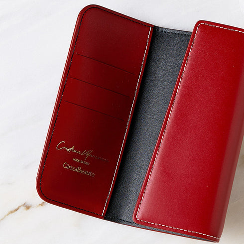 Cristian Marcucci×GinzaBeaute クリスチャン マルクッチ ギンザボーテ スマートフォンケース ウォレットケース ショルダーバッグ メンズ レディース 男女兼用 レザー 本革 レッド