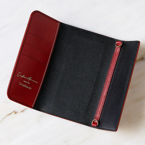 Cristian Marcucci×GinzaBeaute クリスチャン マルクッチ ギンザボーテ スマートフォンケース ウォレットケース ショルダーバッグ メンズ レディース 男女兼用 レザー 本革 レッド