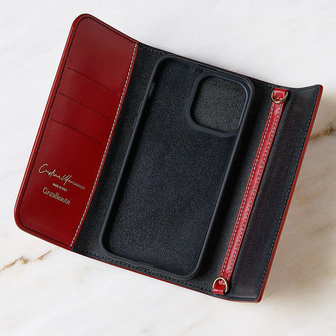 Cristian Marcucci×GinzaBeaute クリスチャン マルクッチ ギンザボーテ スマートフォンケース ウォレットケース ショルダーバッグ メンズ レディース 男女兼用 レザー 本革 レッド