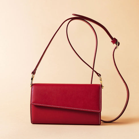 Cristian Marcucci×GinzaBeaute クリスチャン マルクッチ ギンザボーテ スマートフォンケース ウォレットケース ショルダーバッグ メンズ レディース 男女兼用 レザー 本革 レッド