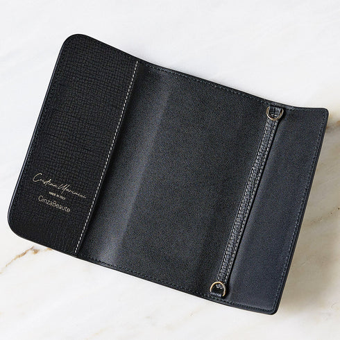 Cristian Marcucci×GinzaBeaute クリスチャン マルクッチ ギンザボーテ スマートフォンケース ウォレットケース ショルダーバッグ メンズ レディース 男女兼用 レザー 本革 ブラック