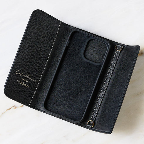 Cristian Marcucci×GinzaBeaute クリスチャン マルクッチ ギンザボーテ スマートフォンケース ウォレットケース ショルダーバッグ メンズ レディース 男女兼用 レザー 本革 ブラック